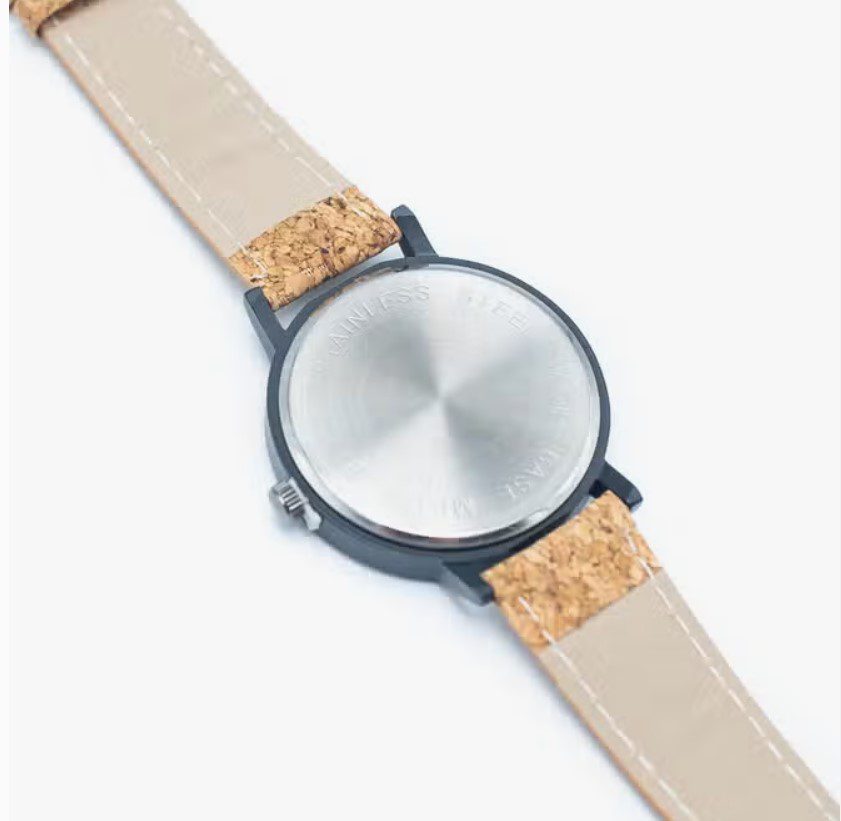 Ecologische Horloge met puur kurk band en marmer look kast - unisex - milieuvriendelijk - WA-222 - Afbeelding 3