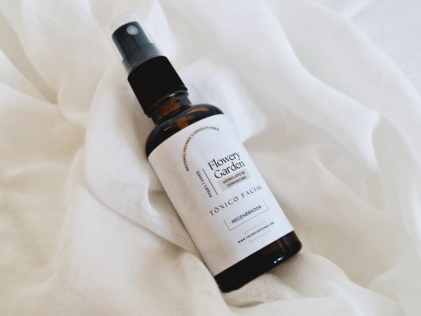 Biologische Regenererende Gezichtslotion -  Bloemenwater - FLOWERY GARDEN - geranium hydrolaat 50ml