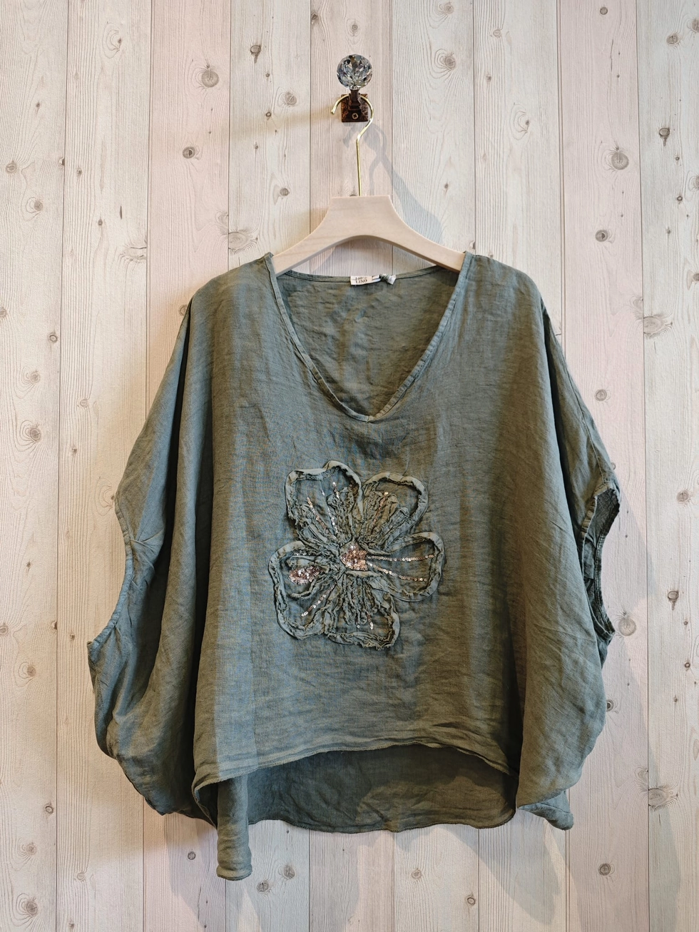 blouse-bloem-militair-groen