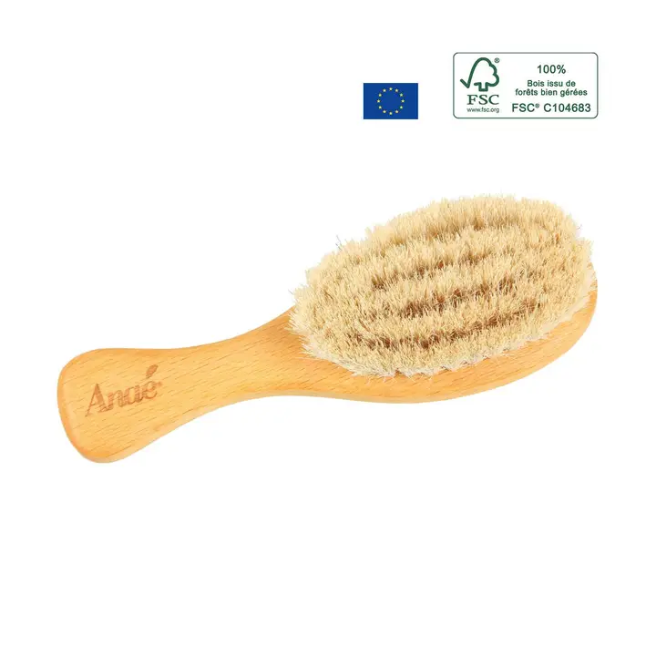 Ecologische Baby kleine Haarborstel - 13 Cm - geiten haren en beuken hout 1st