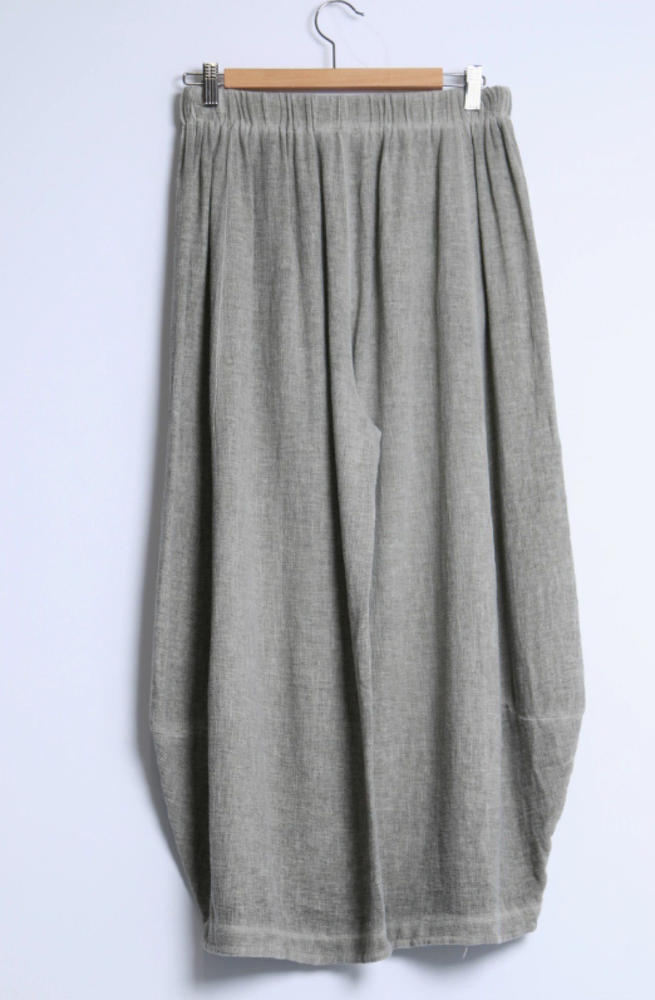 Boho Linnenmix Lange broek met elastische taille en afgeronde zoom - zijzakken - KAKI GROEN kleur - maat 40/42