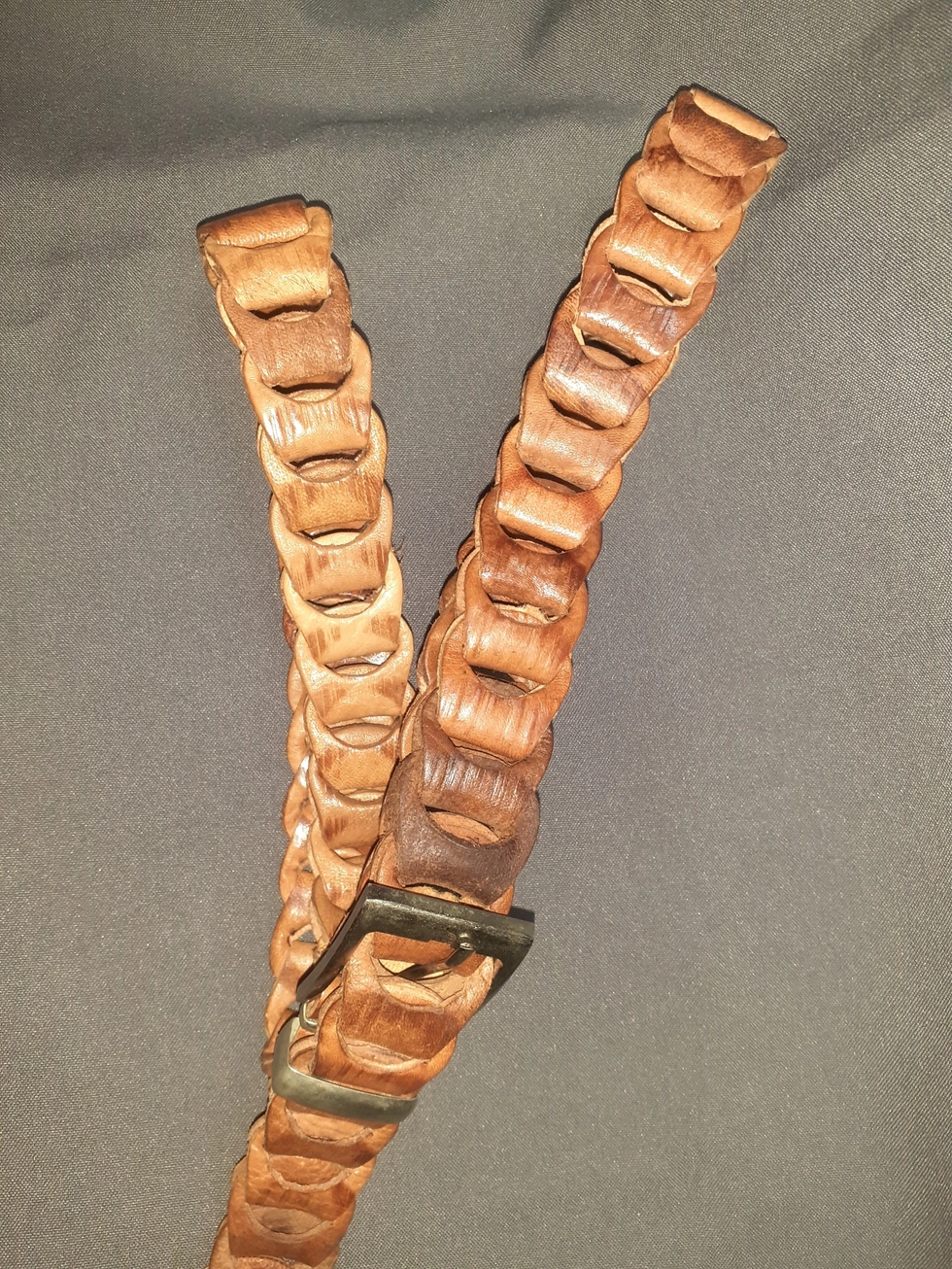 Handgemaakte leren slinger ceintuur - lederen riem mannen en vrouwen - gesp sluiting WARM BRUIN kleur 120cm