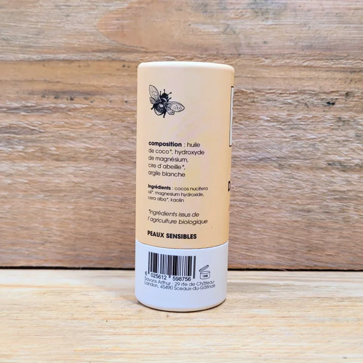 Biologische Vaste deodorant zonder bakpoeder - olijfolie en bijenwas - geurvrij - handgemaakt in Frankrijk 60gr