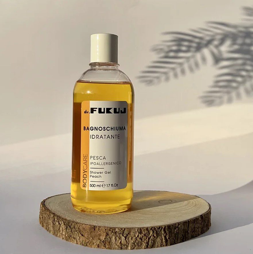 Dr Fukuj heren hydraterende badschuim en bad gel PERZIK met etherische olie 500ml