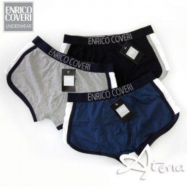 Enrico Coveri Set van 2 stuks katoenen heren boxer in ZWART/BLAUW EN GRIJS - MAAT L