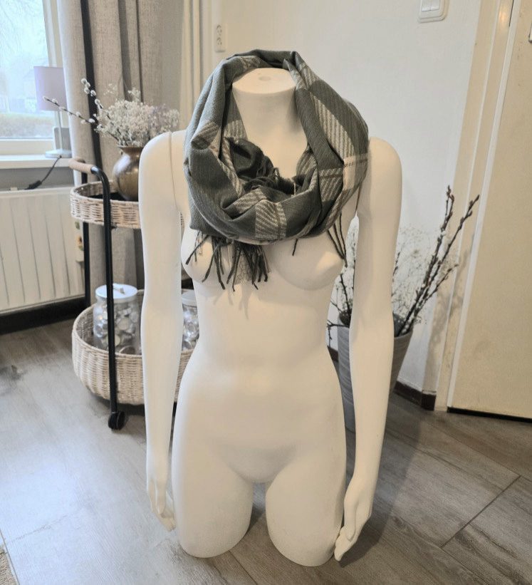 Zachte sjaal geruite scarf GROEN herfst - winter - wol en viscose - geschikt voor dames en heren 1st