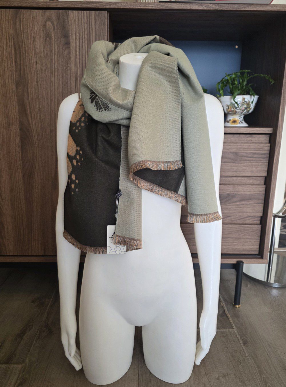 Heerlijk warme sjaal GROEN herfst - winter - wol en viscose - warme scarf 1st