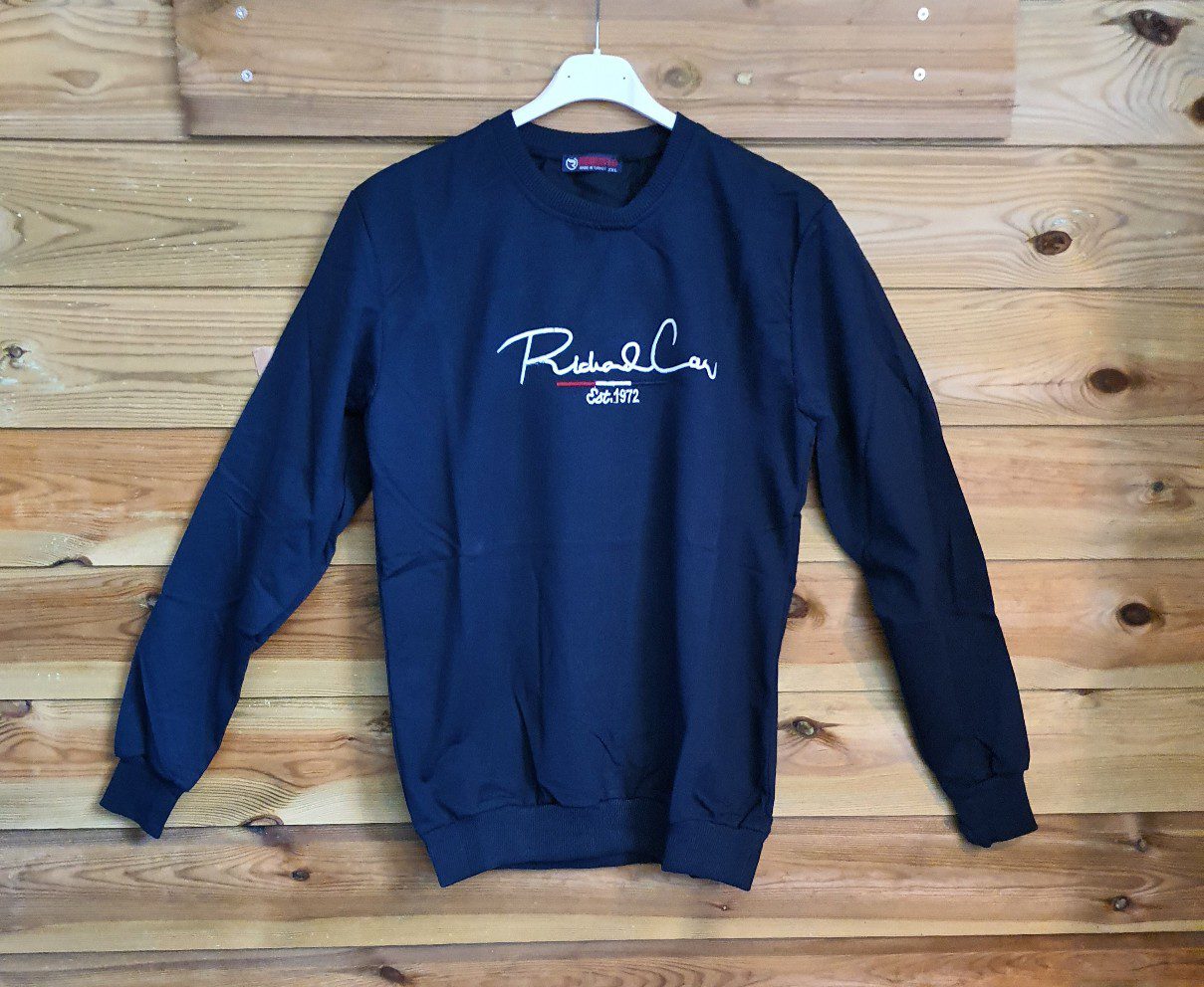 Katoenen heren - mannen top - sport top met lange mouwen in BLAUW kleur - maat M/L