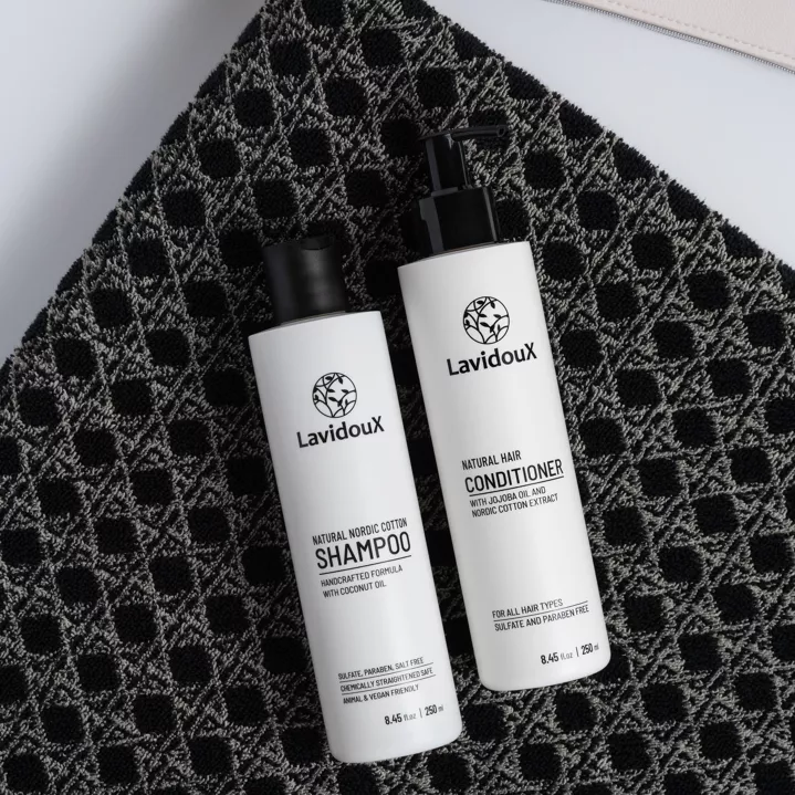 Luxe Natuurlijke sulfaatvrij shampoo met Nordic Cotton-extract en kokosolie - gevoelige hoofdhuid 250ml - Afbeelding 3