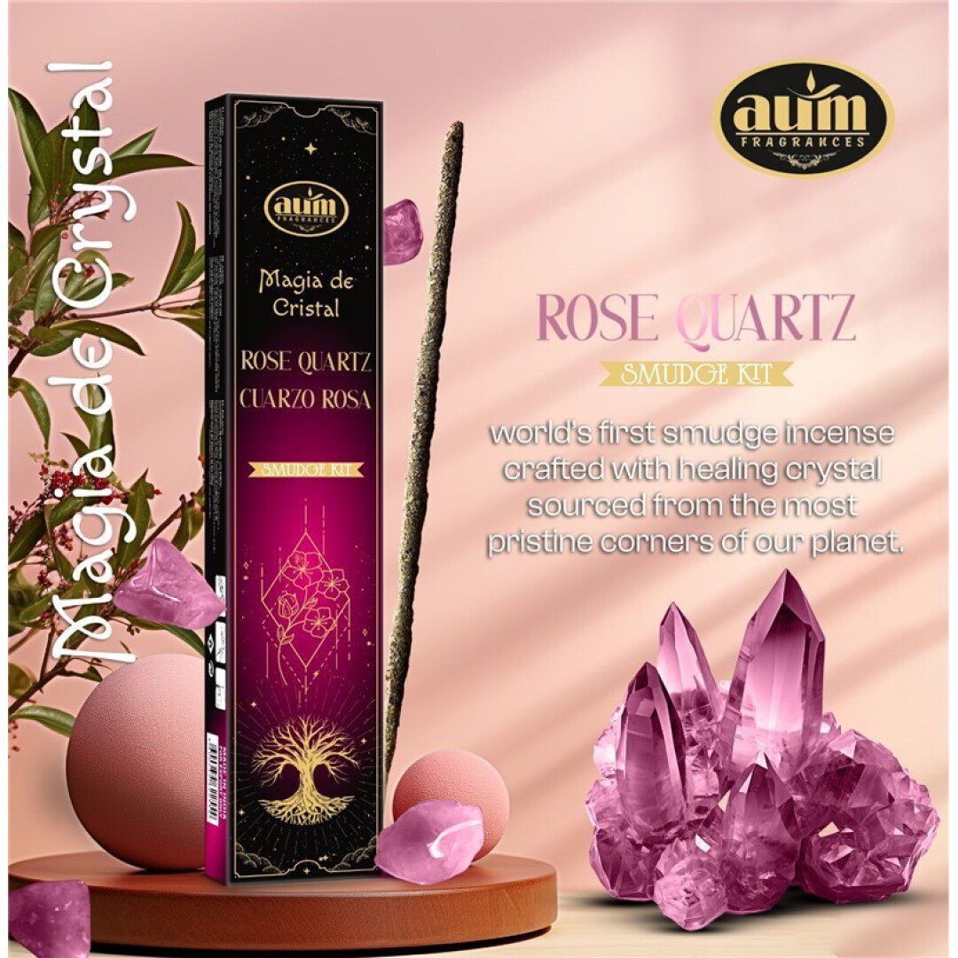 2 pakketen Handgemaakte wierook sticks met ROZENKWARTS  edelsteen gratis - geest en harmonie 20gr