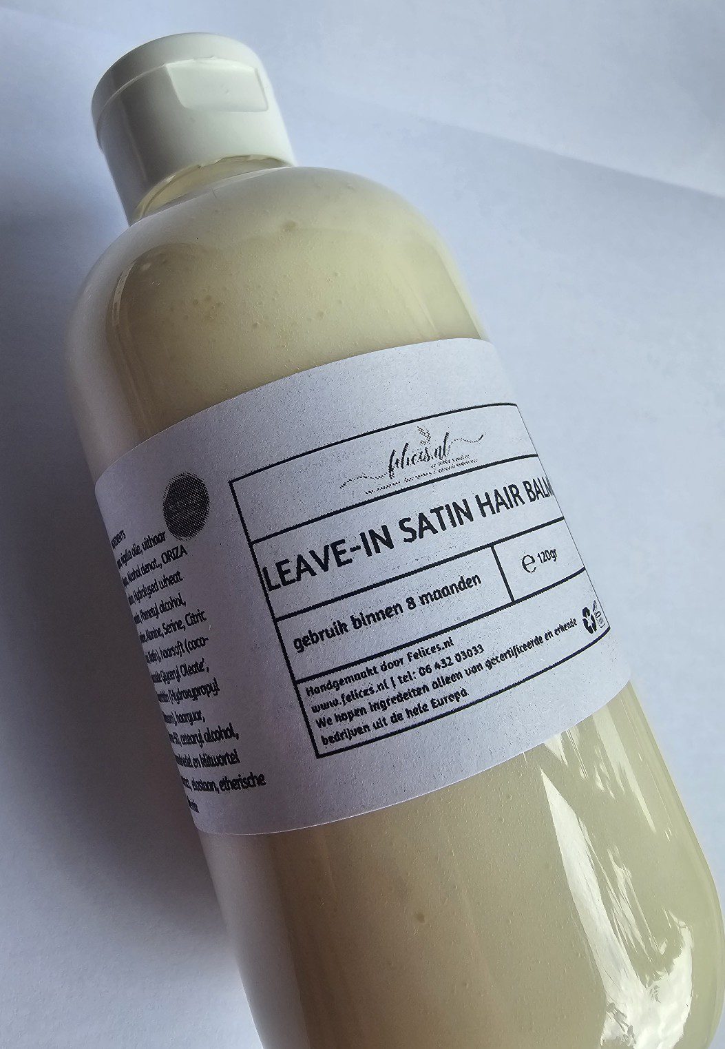 Handgemaakte leave-in haar cream met zijde - ceramides - keratine - krullend haar - broos en droog haar 250ml - Afbeelding 2