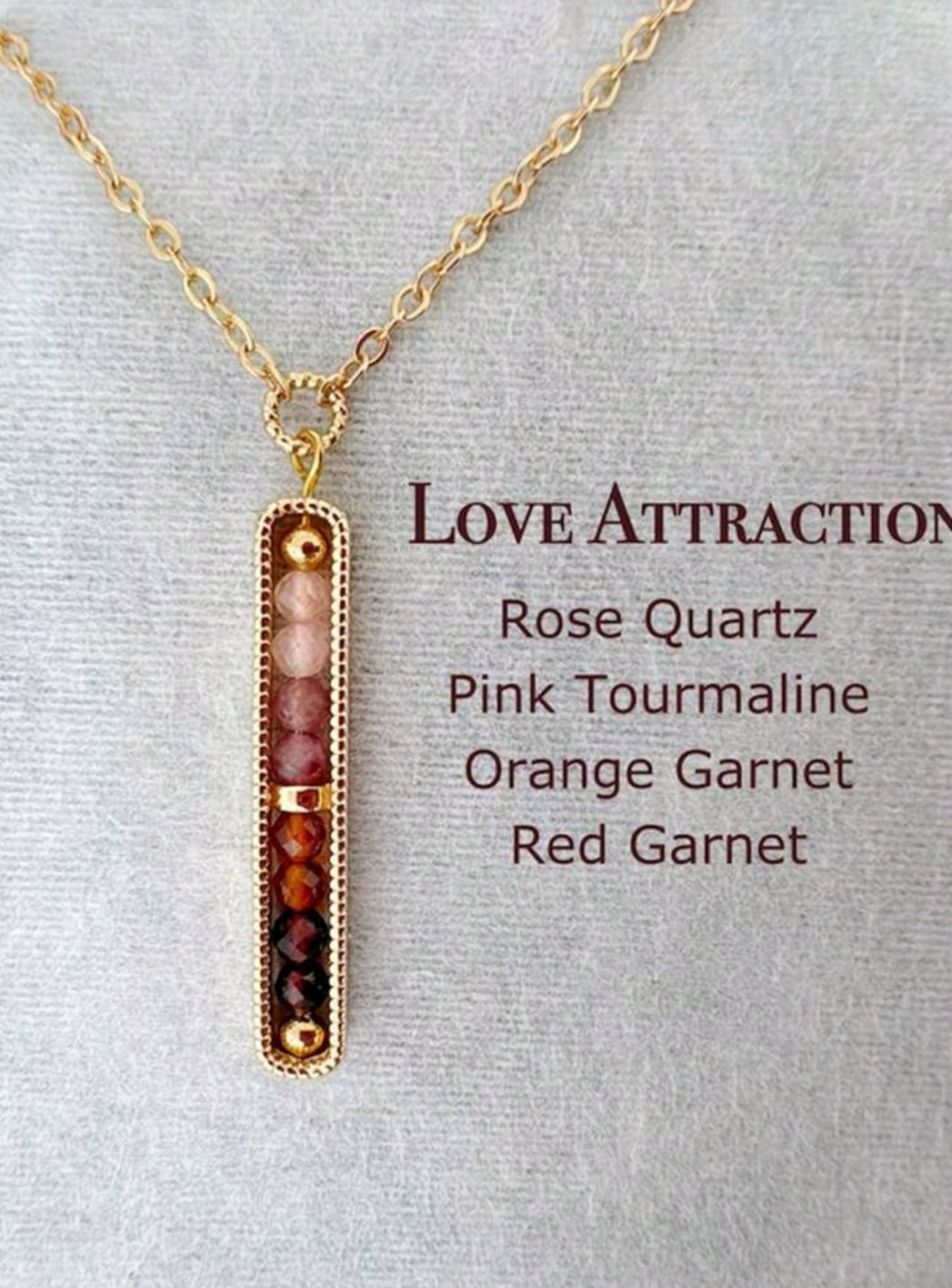 Mooi elegante en krachtige ketting Liefde en Aantrekking - Rozenkwarts - Toermalijn - Granaat