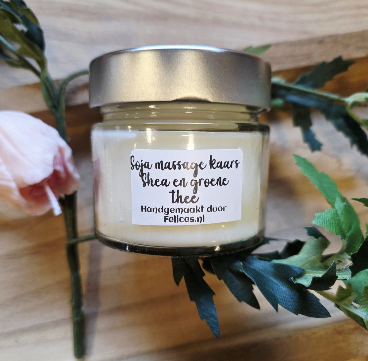Handgemaakte soja massage kaars - shea boter - Witte tea - grapefruit  - zachte geurende massage 230gr