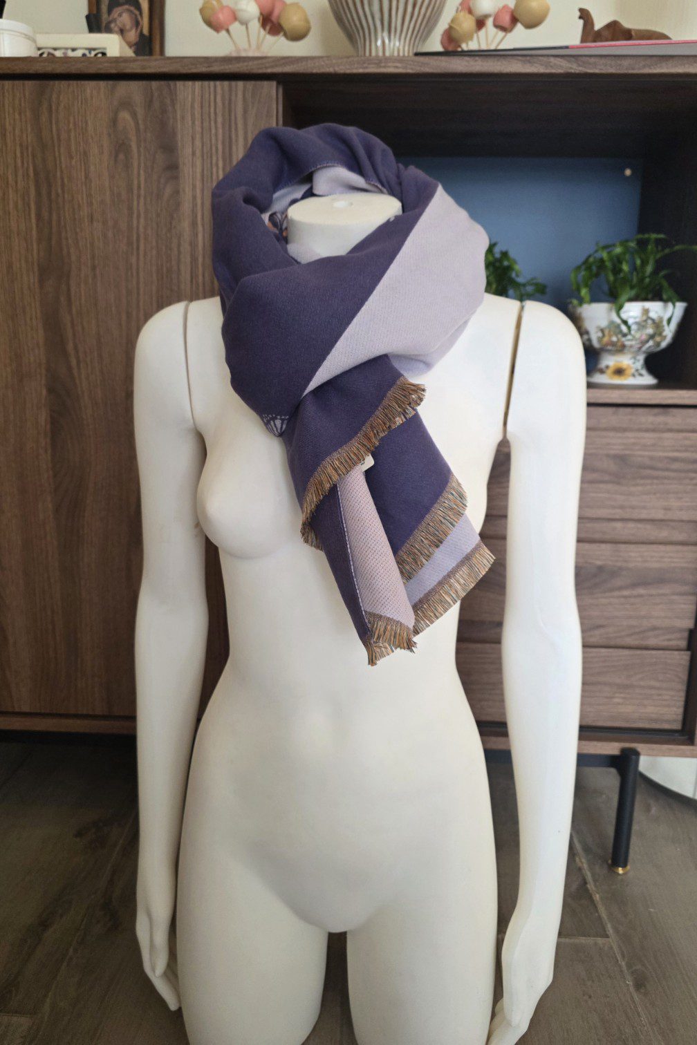 Heerlijk warme sjaal PAARS herfst - winter - wol en viscose - warme scarf 1st