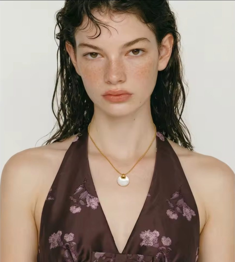 Minimalistische ketting met pareltje en roestvrij staal, kleine en mooi edelsteen ketting voor dames