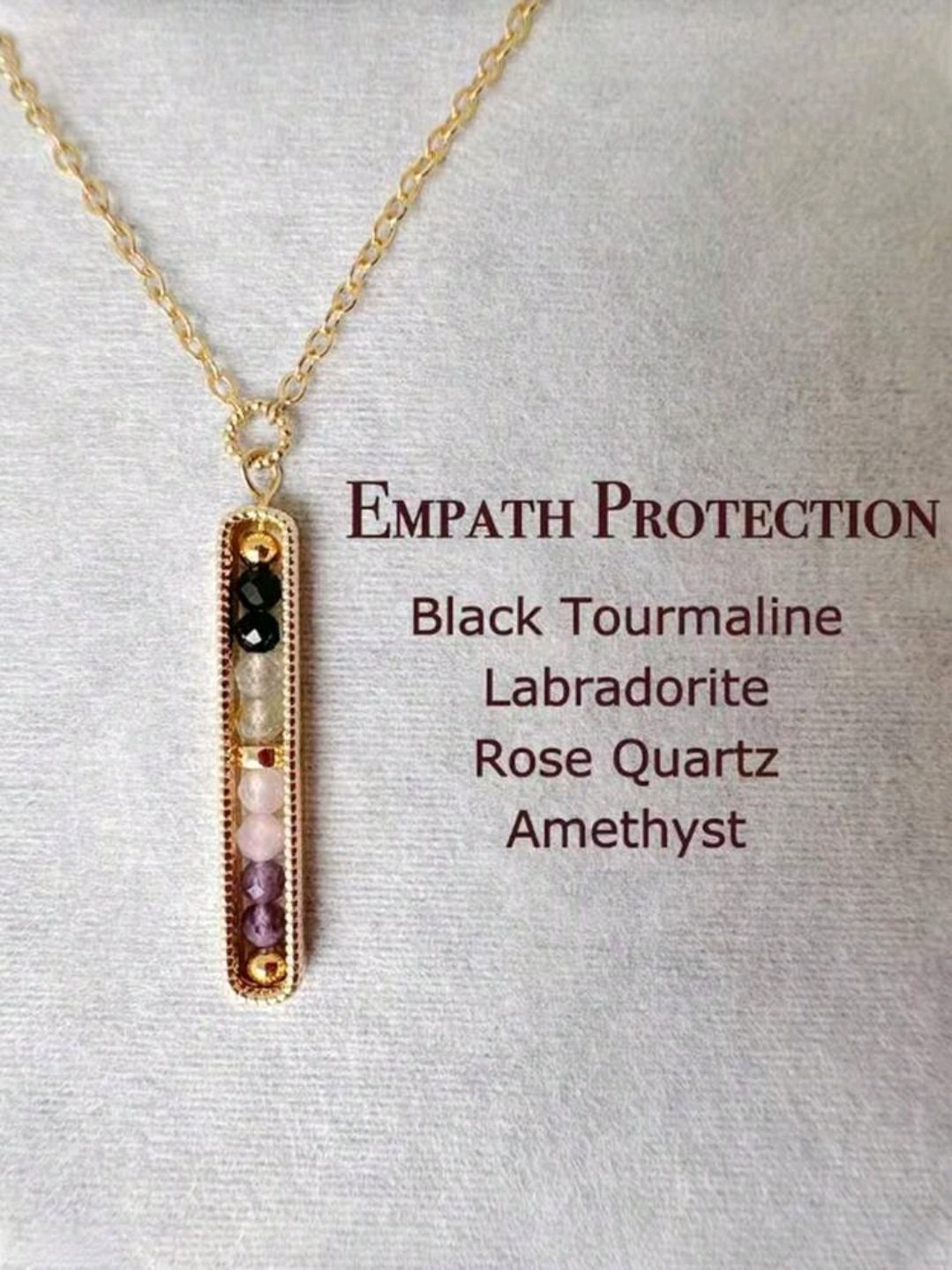 Mooi elegante en krachtige ketting Bescherming en Empathie - Rozenkwarts - Toermalijn - Labradoriet en Amethist - Afbeelding 3