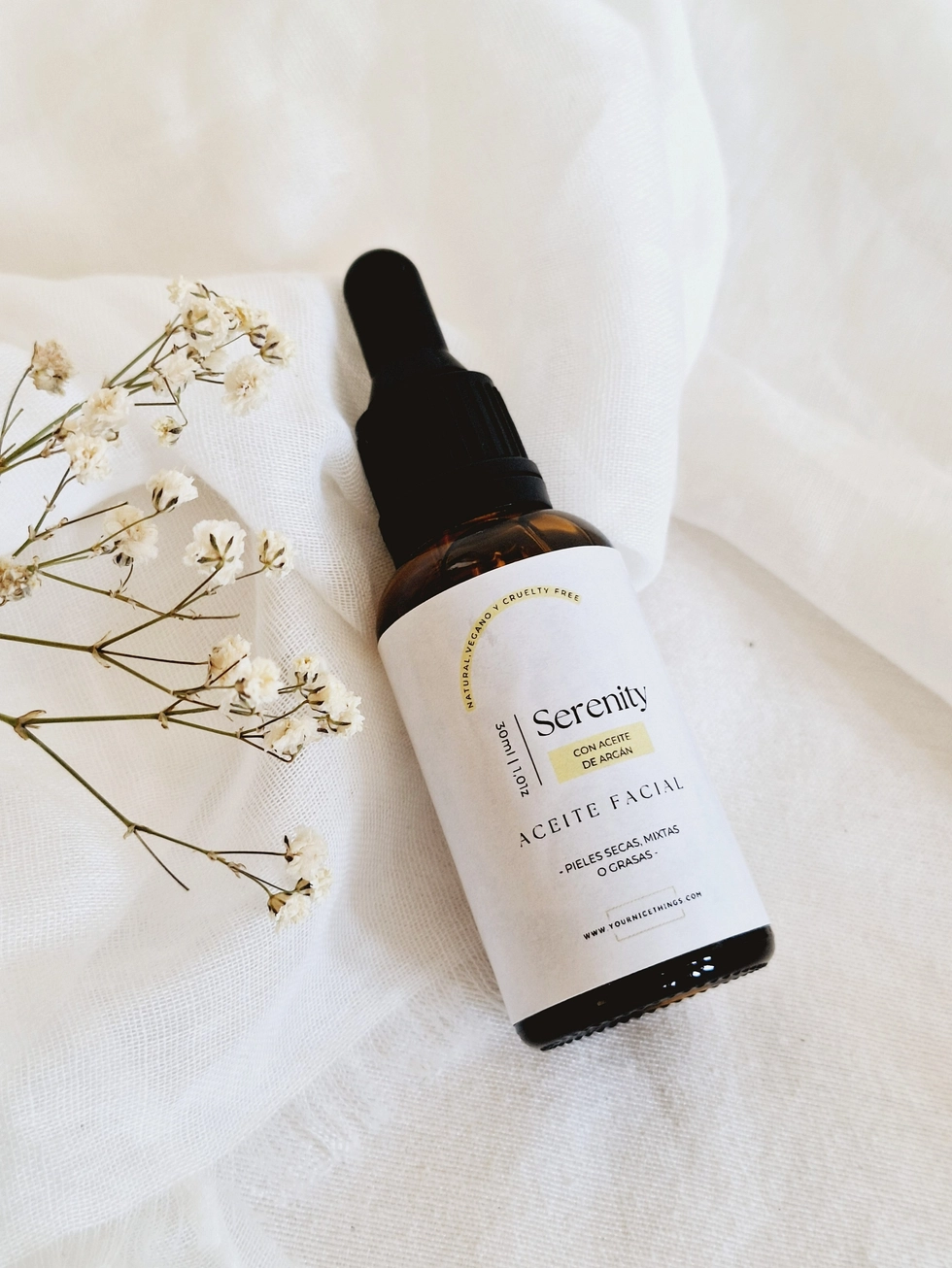 Biologische anti-age en voedende gezicht olie - vette huid - SERENITY- Arganolie - salvia etherische olie 30ml - Afbeelding 3