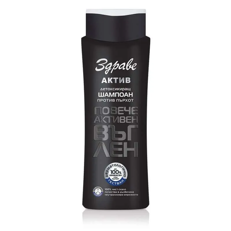 Detox Aktiv Anti-roosshampoo met actieve kool en Panthenol - zinkpyrithion - doeltreffend 390ml