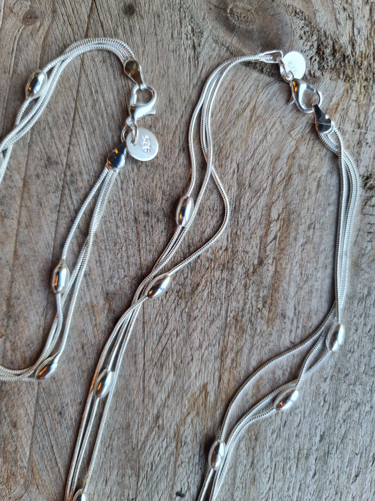 Zilver 925 sieraden set - ketting en armband - meerdere lagen 2st - Afbeelding 3