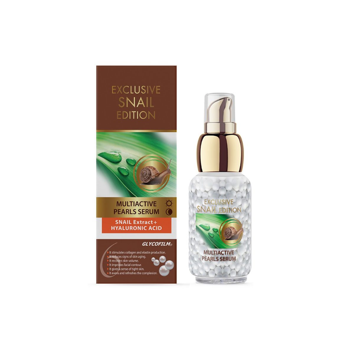 Natuurlijke slakken slijm serum met parels - elastaan en colageen - verheldert en verjongt  de huid 30ml