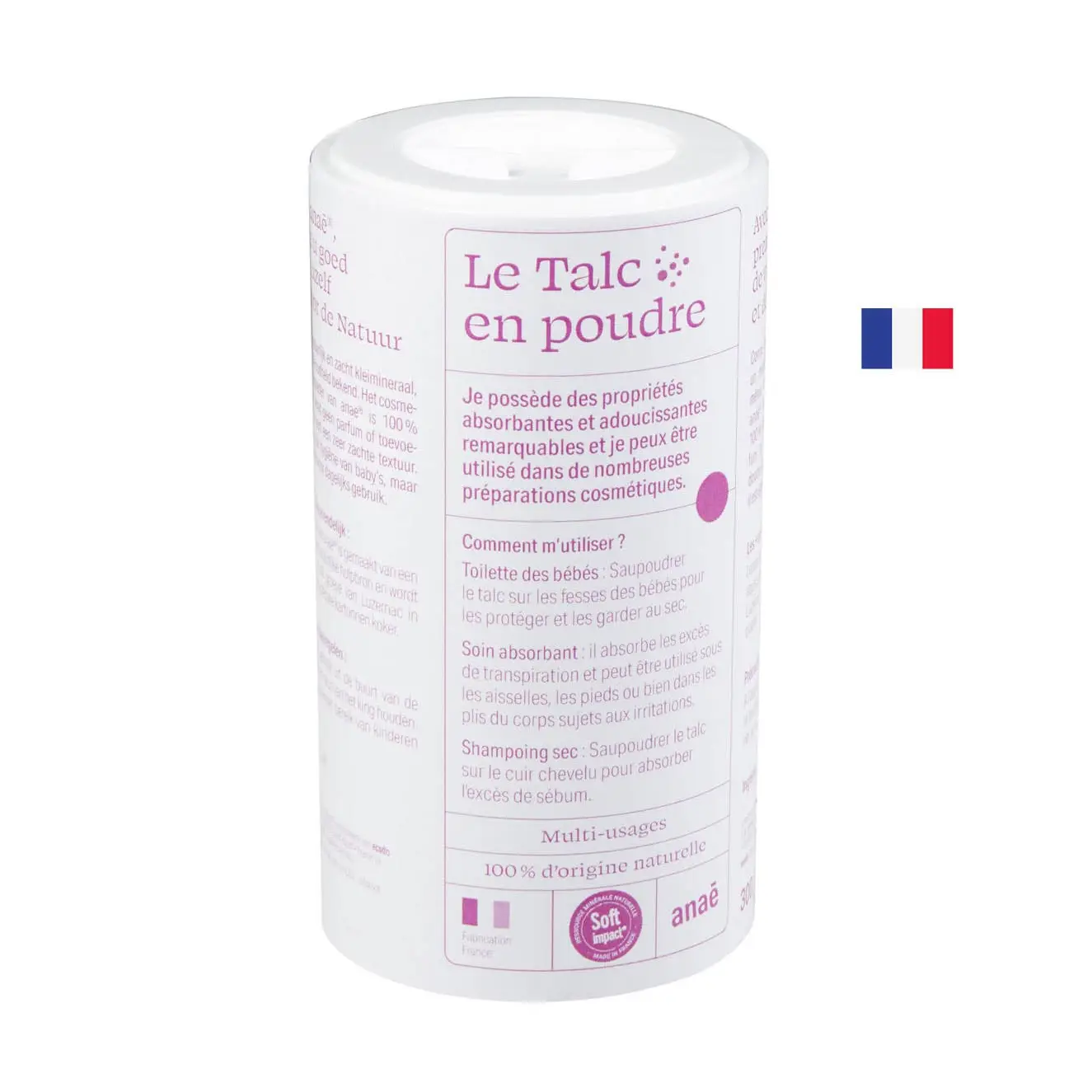 Eco Franse Talkpoeder - verzacht irritaties - baby huid - absorberende eigenschappen - gevoelige huid 300gr
