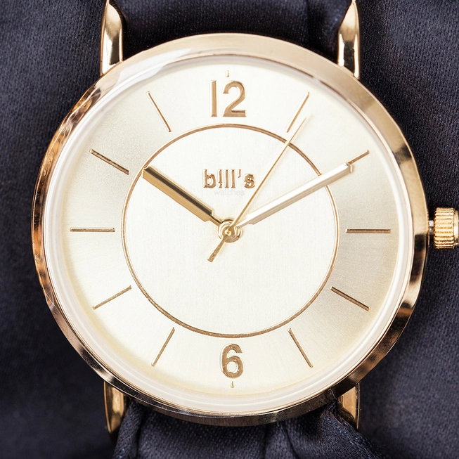 Bill´s Zwitserse Horloge Trendy Satijnen armband - DONKERGOUD - wisselbare armbanden in 3 kleuren - Afbeelding 4