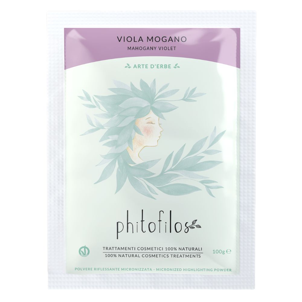 Phitofilos biologische voedende henna kleur poeder AUBERGINE (Viola Mogano), 100g - Afbeelding 3