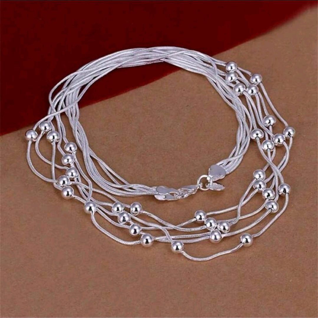 Zilver 925 sieraden set - ketting en armband - bestaat uit 5 lagen 2st