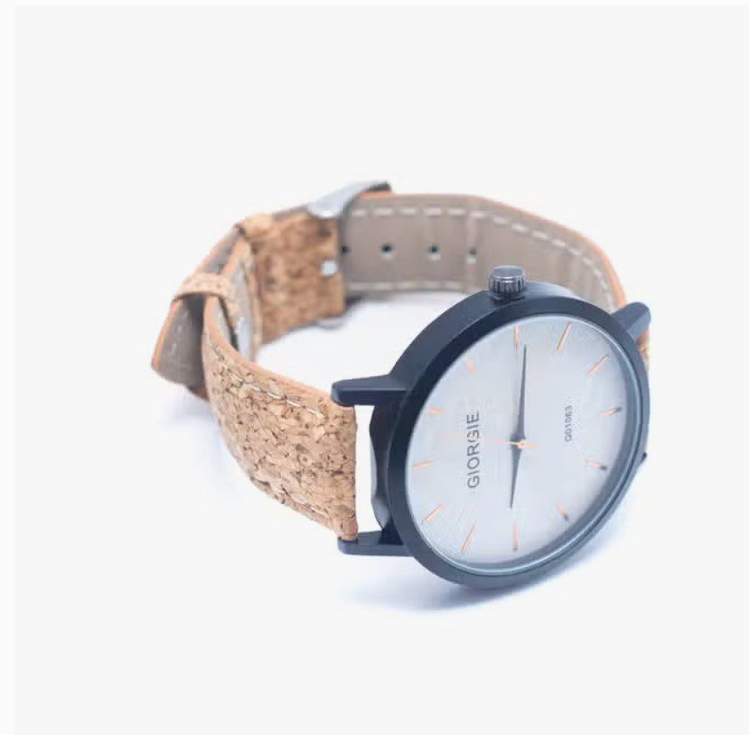 Ecologische Horloge met puur kurk band - licht gemarmerde wijzerplaat - unisex - milieuvriendelijk - WA-318 - Afbeelding 3