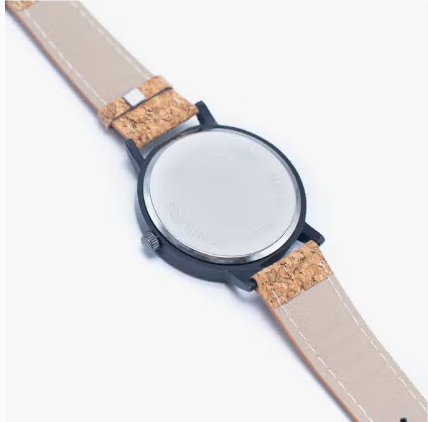Ecologische Horloge met puur kurk band - licht gemarmerde wijzerplaat - unisex - milieuvriendelijk - WA-318 - Afbeelding 4