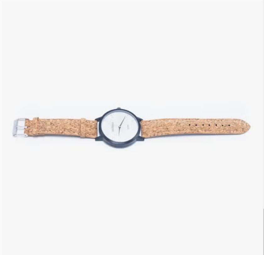 Ecologische Horloge met puur kurk band - licht gemarmerde wijzerplaat - unisex - milieuvriendelijk - WA-318 - Afbeelding 5